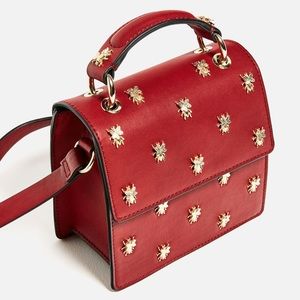 Zara red bee bag
